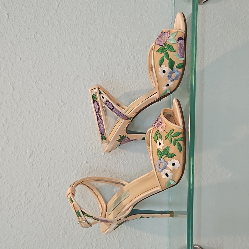 Embroidered Betsey Johnson Blue Flower Heels